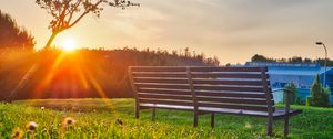 Preview wallpaper bench, park, sunlight, summer