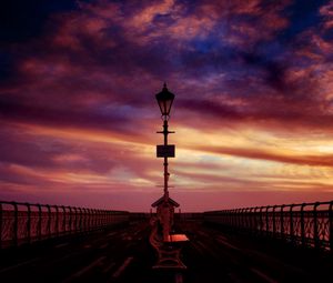 Preview wallpaper bench, pier, sea, evening, decline, sky