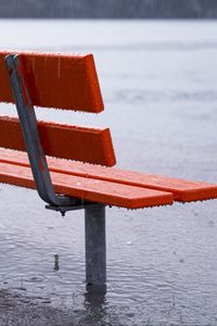 Preview wallpaper bench, rain, downpour, puddles