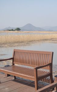 Preview wallpaper bench, river, grass, bay