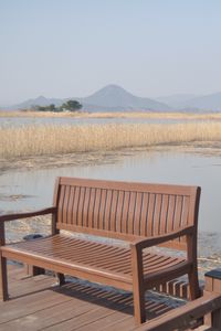 Preview wallpaper bench, river, grass, bay