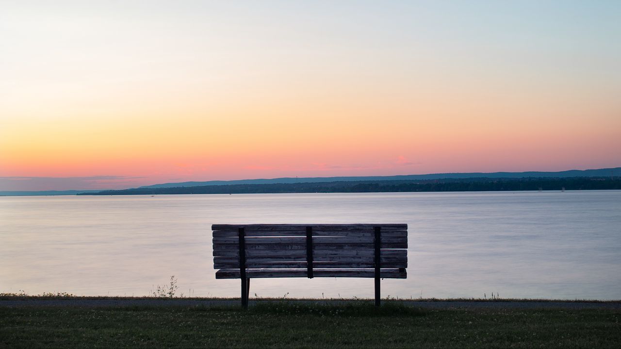 Wallpaper bench, sea, view, sunrise, nature