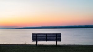 Preview wallpaper bench, sea, view, sunrise, nature