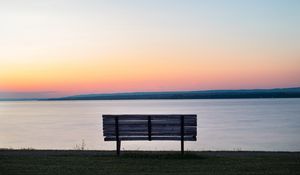Preview wallpaper bench, sea, view, sunrise, nature