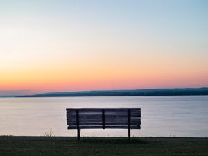 Preview wallpaper bench, sea, view, sunrise, nature