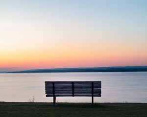 Preview wallpaper bench, sea, view, sunrise, nature