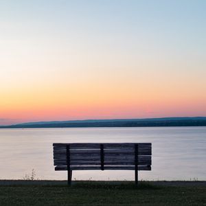 Preview wallpaper bench, sea, view, sunrise, nature