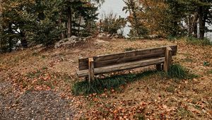 Preview wallpaper bench, shop, trees, nature, autumn