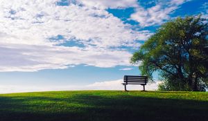 Preview wallpaper bench, sky, clouds