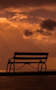 Preview wallpaper bench, sunset, sky, clouds