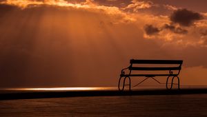 Preview wallpaper bench, sunset, sky, clouds
