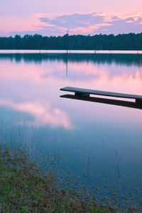 Preview wallpaper bench, water, lake, evening, decline, surface