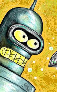 Preview wallpaper bender, futurama, drawing