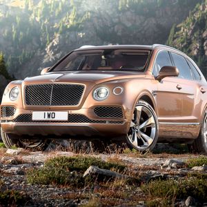 Preview wallpaper bentley, bentayga, brown, side view