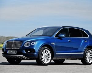 Preview wallpaper bentley, bentayga, side view, blue