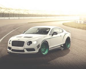 Preview wallpaper bentley, continental, gt3-r, white, side view