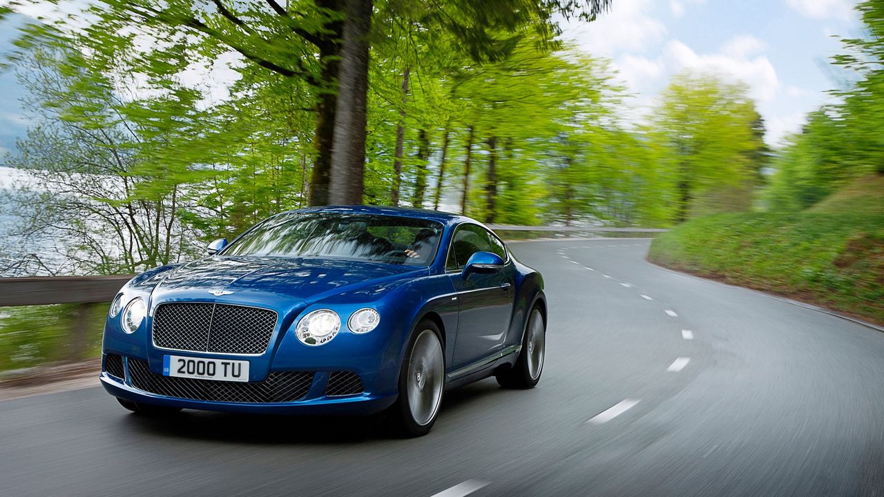 Wallpaper bentley, continental, gt, blue, side view, speed