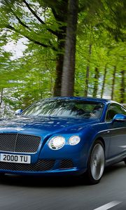 Preview wallpaper bentley, continental, gt, blue, side view, speed