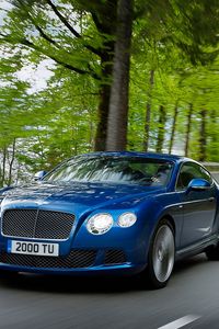 Preview wallpaper bentley, continental, gt, blue, side view, speed