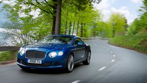 Preview wallpaper bentley, continental, gt, blue, side view, speed