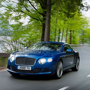 Preview wallpaper bentley, continental, gt, blue, side view, speed