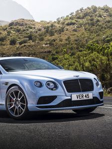 Preview wallpaper bentley, continental, gt, white, side view, road