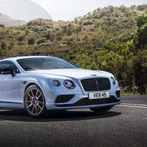 Preview wallpaper bentley, continental, gt, white, side view, road