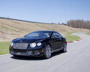 Preview wallpaper bentley, continental, gt, black, side view