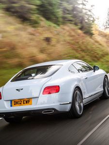 Preview wallpaper bentley, continental, gt, white, cars, traffic, rear view