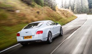 Preview wallpaper bentley, continental, gt, white, cars, traffic, rear view