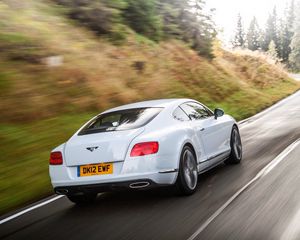 Preview wallpaper bentley, continental, gt, white, cars, traffic, rear view