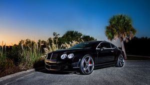 Preview wallpaper bentley, continental gt, black, side view