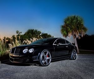 Preview wallpaper bentley, continental gt, black, side view