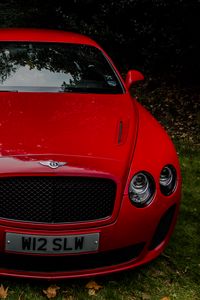 Preview wallpaper bentley continental gt, red, front view, luxury