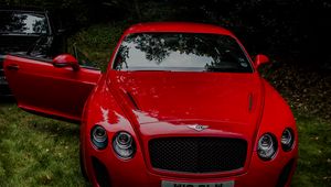 Preview wallpaper bentley continental gt, red, front view, luxury