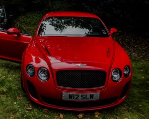 Preview wallpaper bentley continental gt, red, front view, luxury