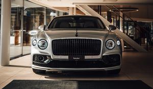 Preview wallpaper bentley flying spur, bentley, car, gray, front view