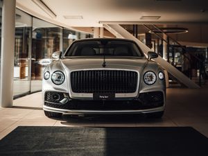 Preview wallpaper bentley flying spur, bentley, car, gray, front view