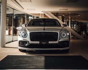 Preview wallpaper bentley flying spur, bentley, car, gray, front view