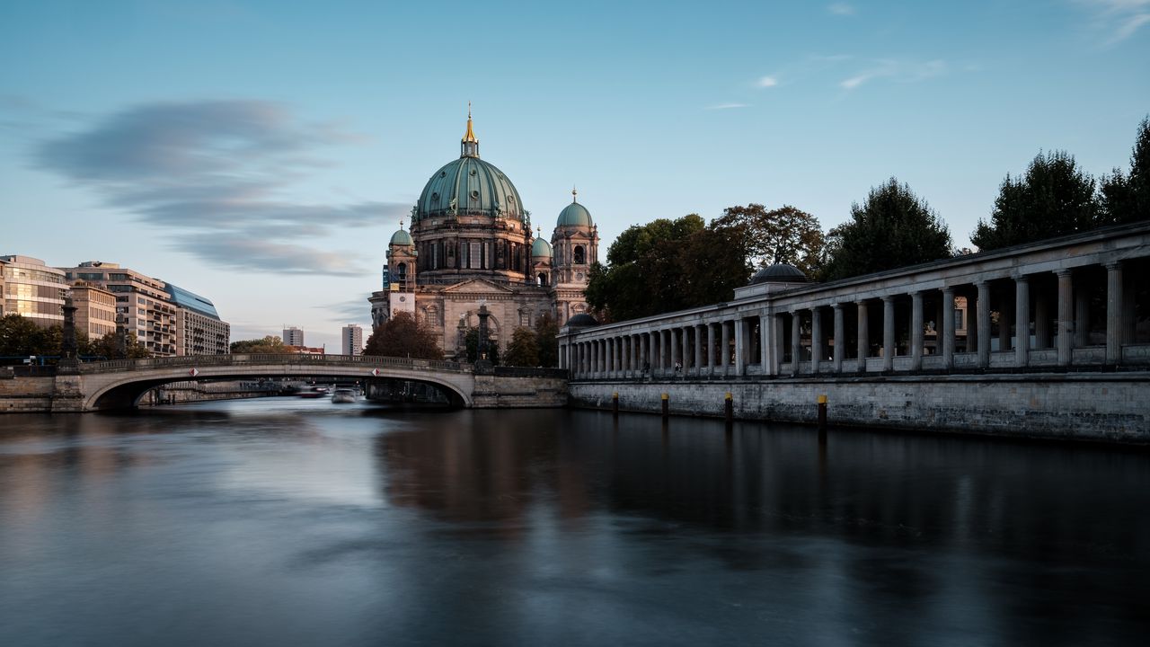 Wallpaper berlin cathedral, cathedral, river, architecture, germany