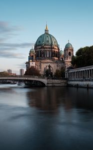 Preview wallpaper berlin cathedral, cathedral, river, architecture, germany