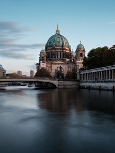 Preview wallpaper berlin cathedral, cathedral, river, architecture, germany