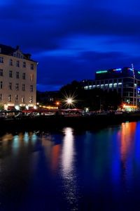 Preview wallpaper berlin, germany, night, river, beach, building