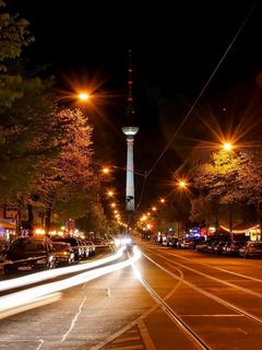 Download wallpaper 240x320 berlin, germany, night old mobile, cell phone,  smartphone hd background