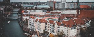 Preview wallpaper berlin, germany, river, buildings, top view