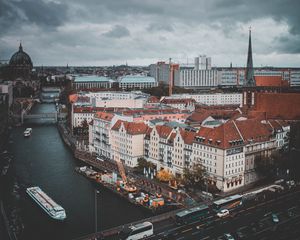 Preview wallpaper berlin, germany, river, buildings, top view