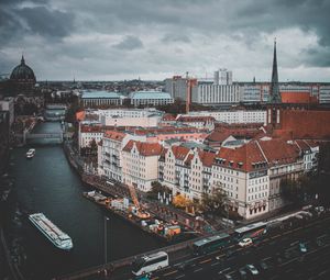 Preview wallpaper berlin, germany, river, buildings, top view