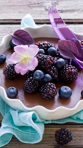 Preview wallpaper berries, blackberries, blueberries, crockery