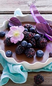 Preview wallpaper berries, blackberries, blueberries, crockery