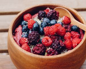Preview wallpaper berries, bowl, breakfast, dessert